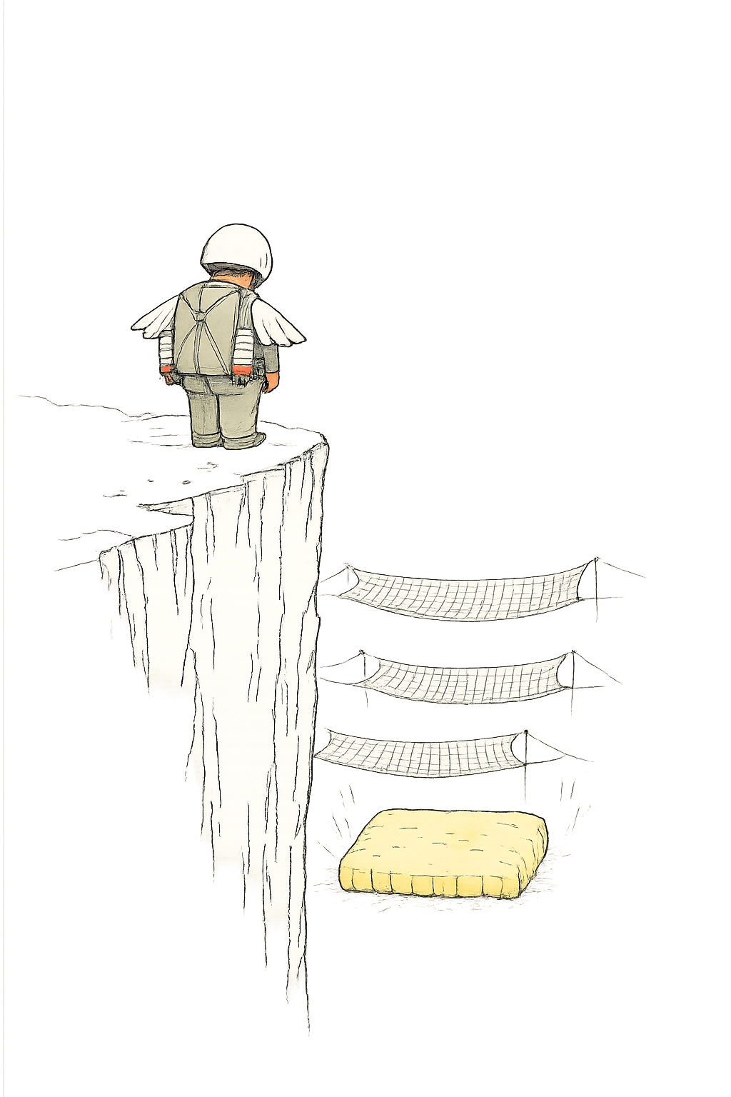 It AI'nt That Hard book cover - developer standing at the edge of a cliff with safety gear